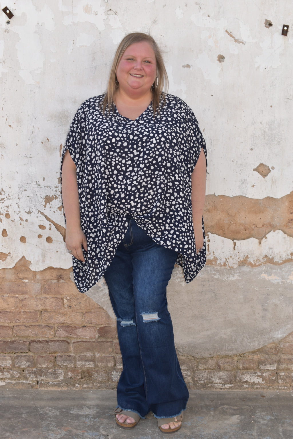Navy Speckled Blouse