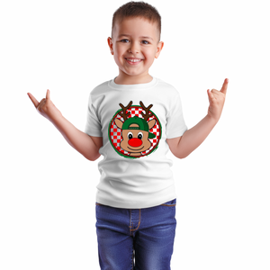 Reindeer With Checkered Background Boys T-Shirt