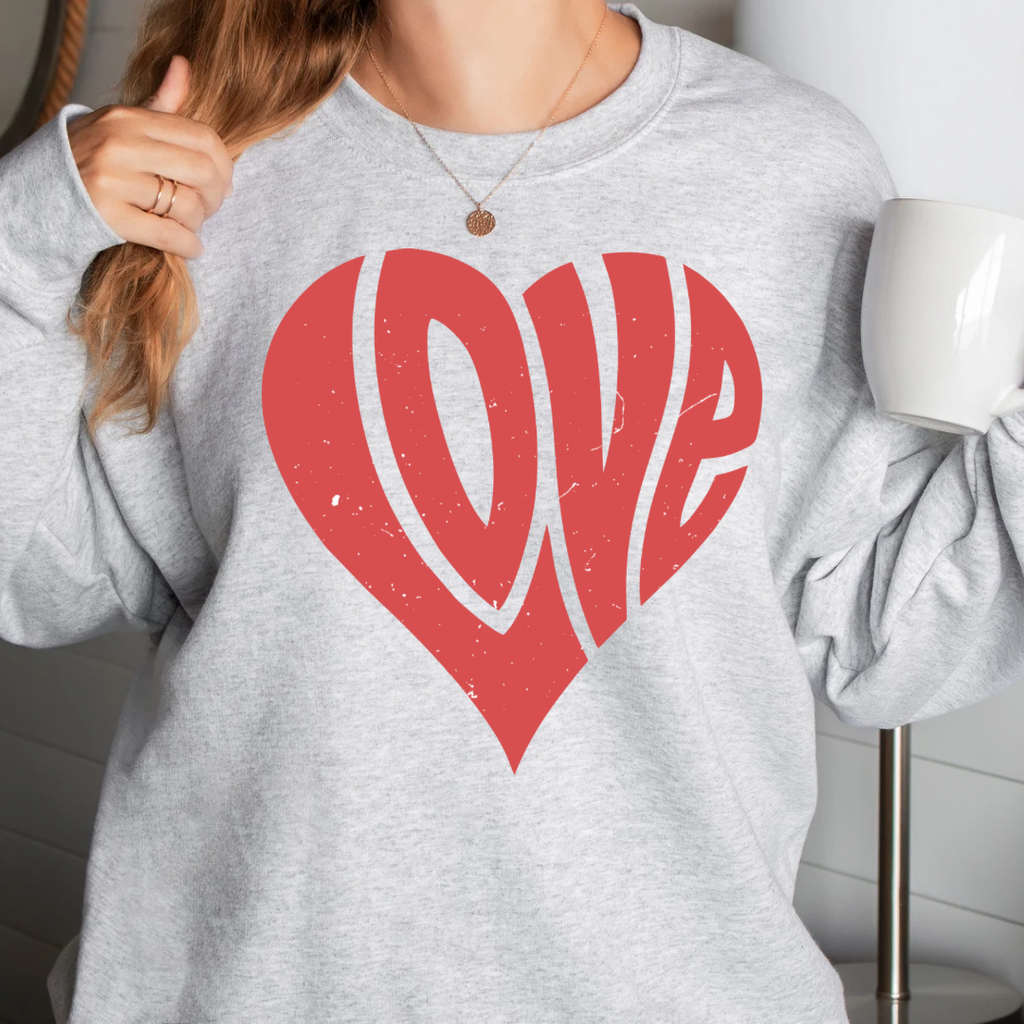 Grey Distressed Love Sweatshirt