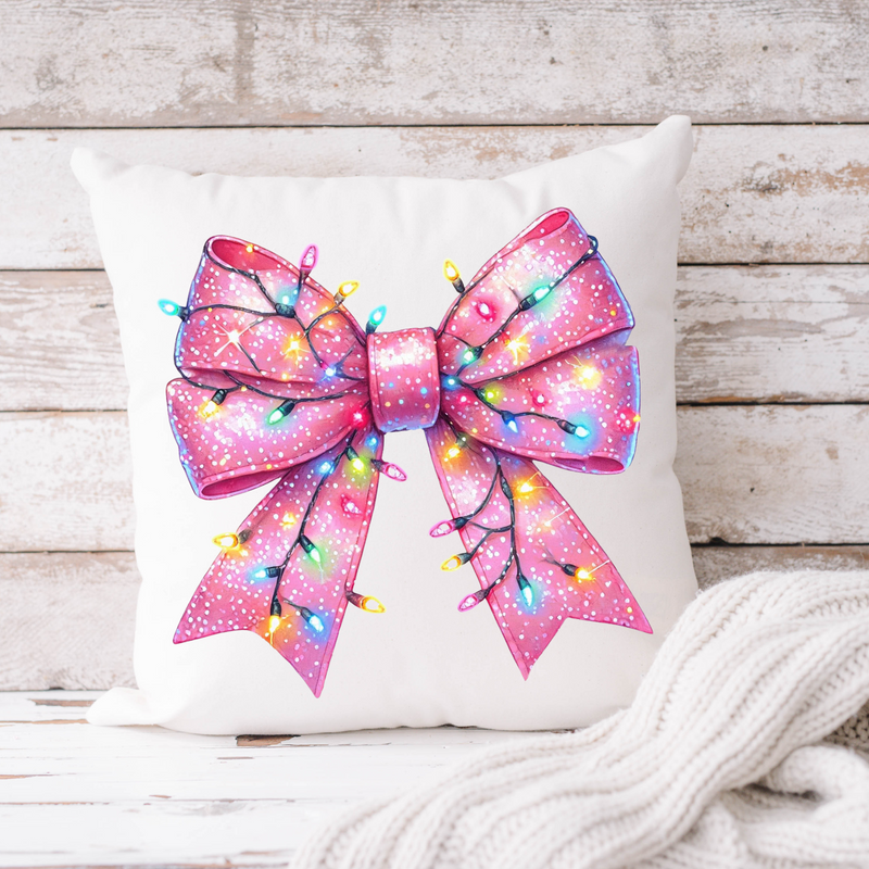 Pink Bow With Lights Pillow