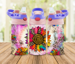 Tie Dye Sunflower Flip Top Kids Tumbler