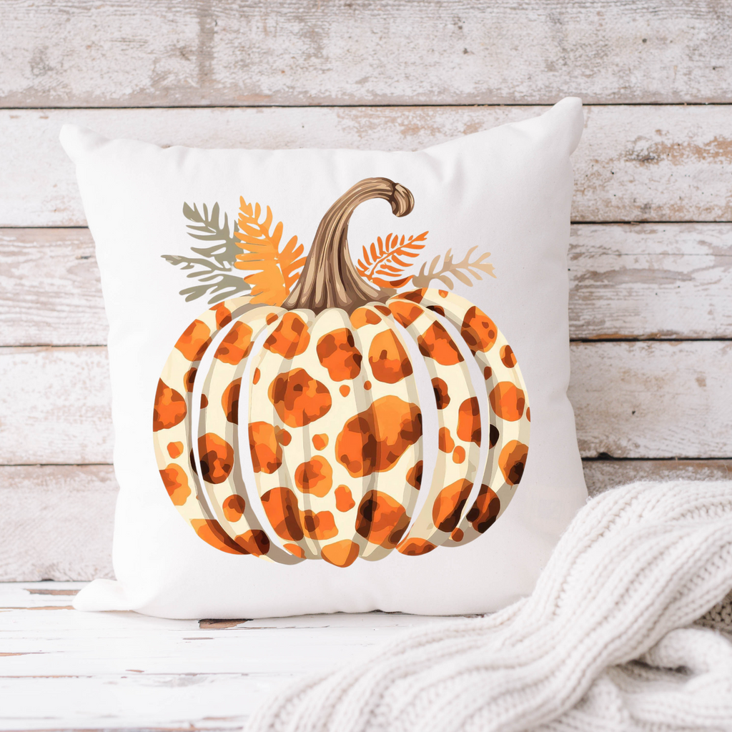 Cow Print Pumpkin Pillow