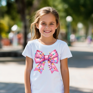 Pink Bow with Lights Kids T-Shirt