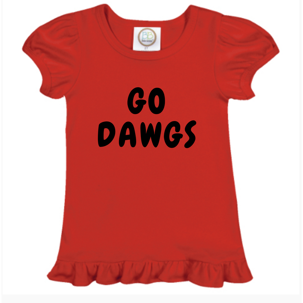 Go Dawgs Little Girls Ruffle Puff Vinyl T-Shirt