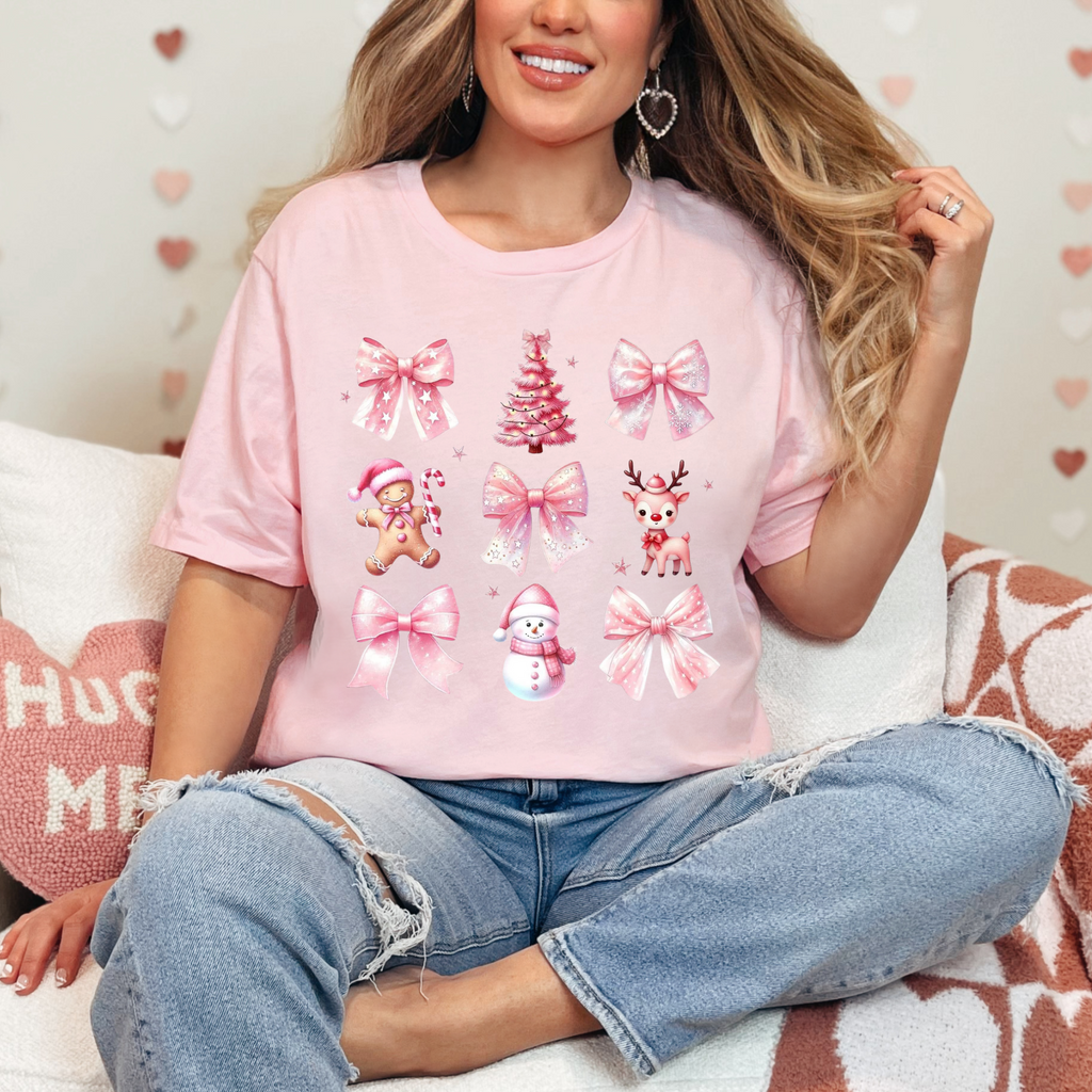 Pink Christmas Bow T-Shirt