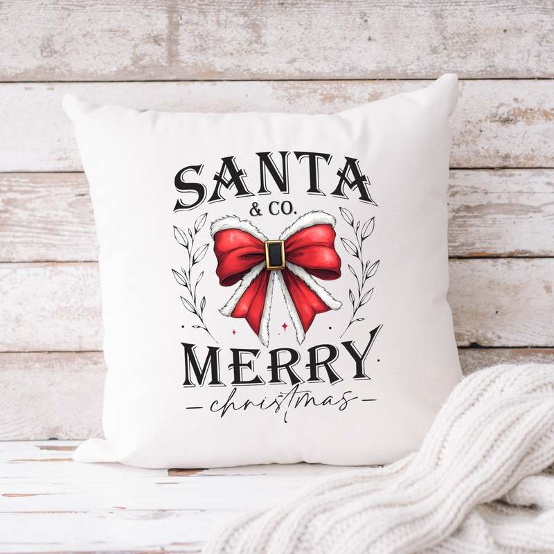 Santa and Co Merry Christmas Throw Pillow