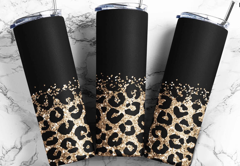 Black & Gold Cheetah Tumbler