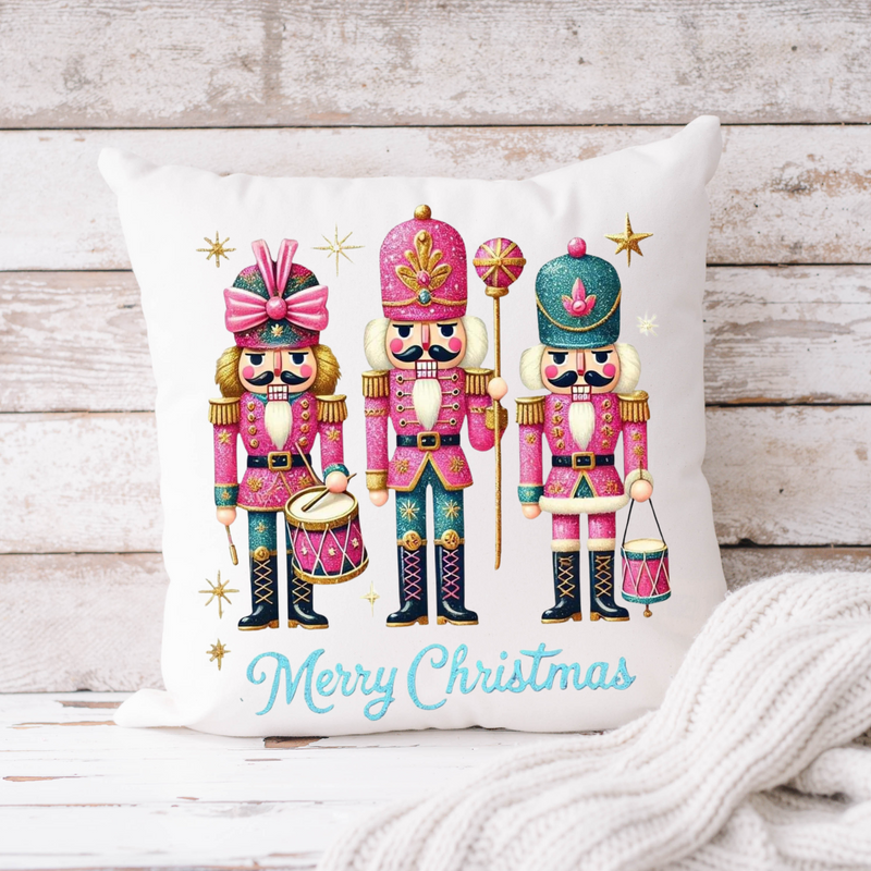 Merry Christmas Nutcrackers Throw Pillow