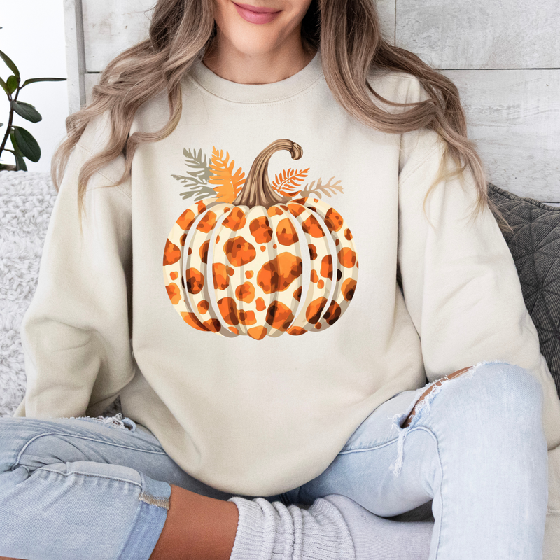 Cow Print Pumpkin Sweatshirt