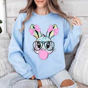Easter Bunny with Bows Light Blue Sweatshirt