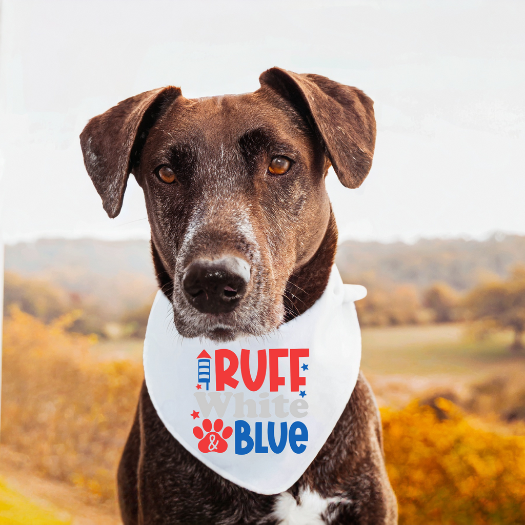 Ruff White And Blue Dog Bandana