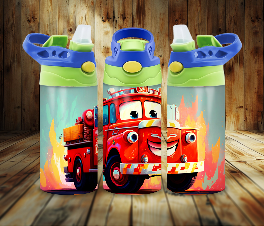 Red Fire Truck Flip Top Tumbler