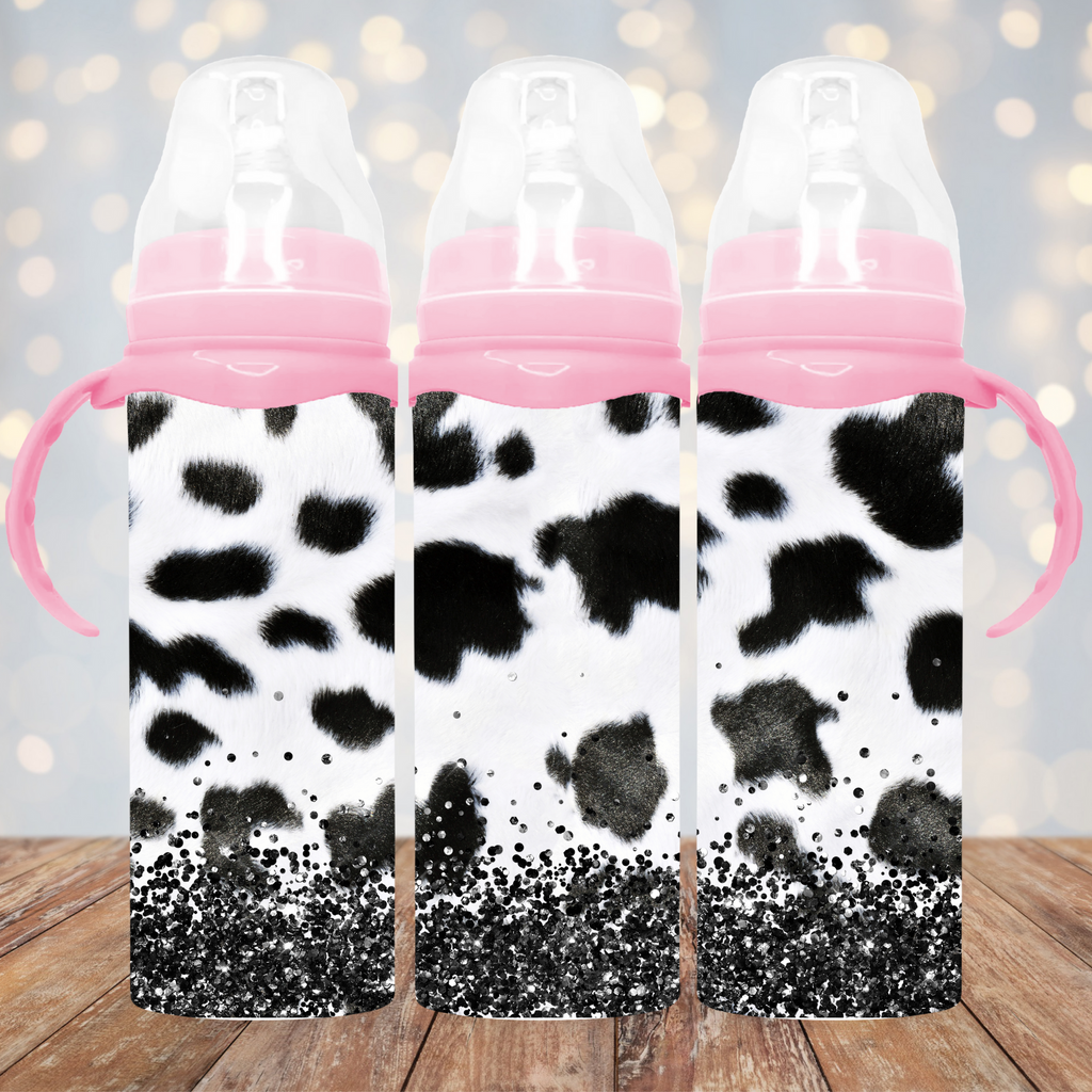Cow Print Pink Baby Bottle