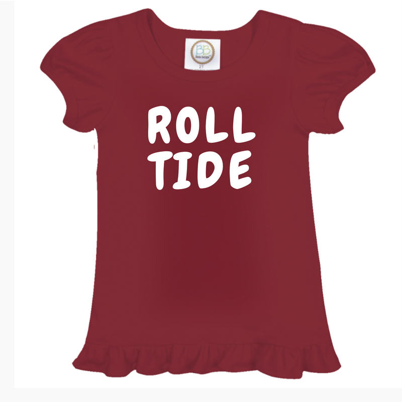 Roll Tide Little Girls Ruffle Puff Vinyl T-Shirt