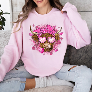Cow Valentine’s Day Pink Sweatshirt