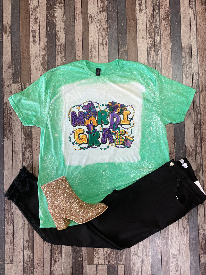 Mardi Gras Bleached Tee