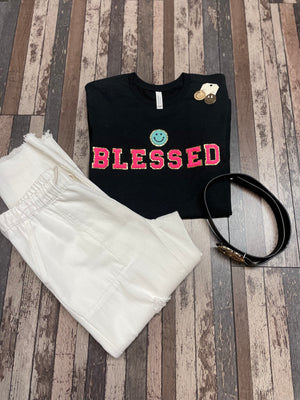 Blessed Chenille letter tee