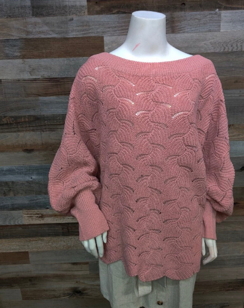 Peach Scalloped Sweater