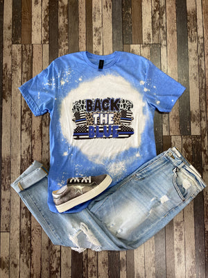 Back The Blue Bleached Tee