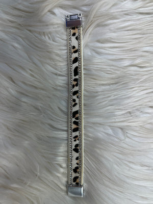 Cream Rhinestone and fur bracelet