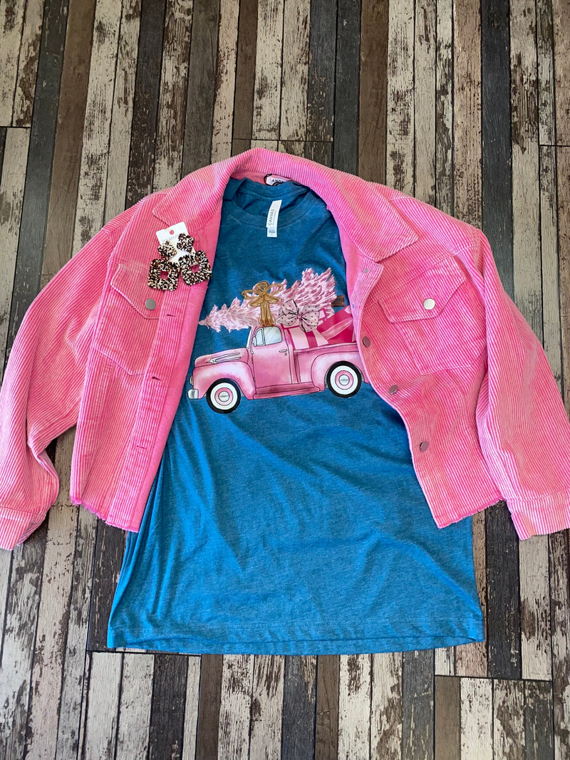 Pink Truck Christmas Tee