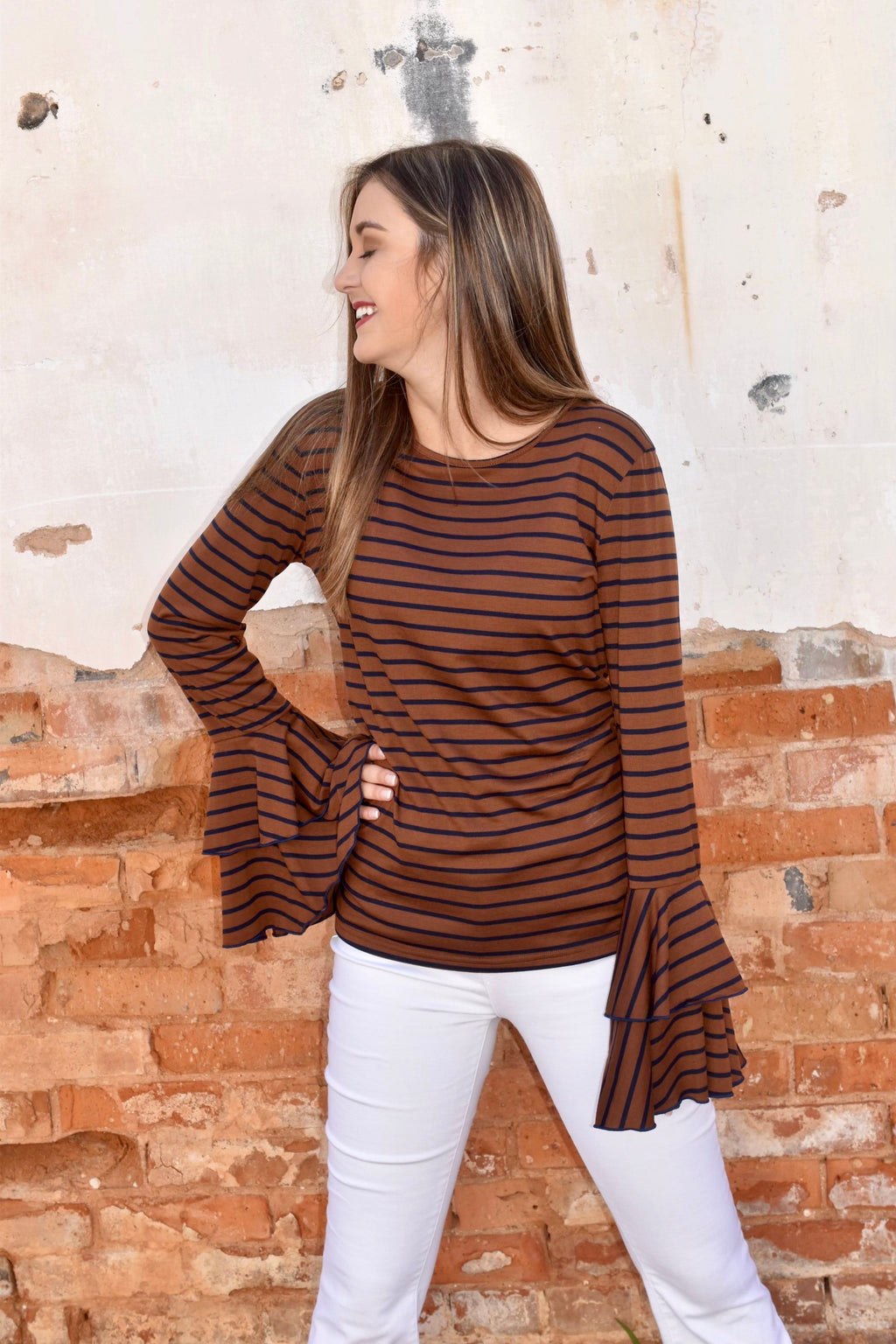Striped Bell Sleeve Top