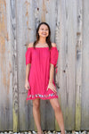 Hot Pink Tunic w/ Floral Trim
