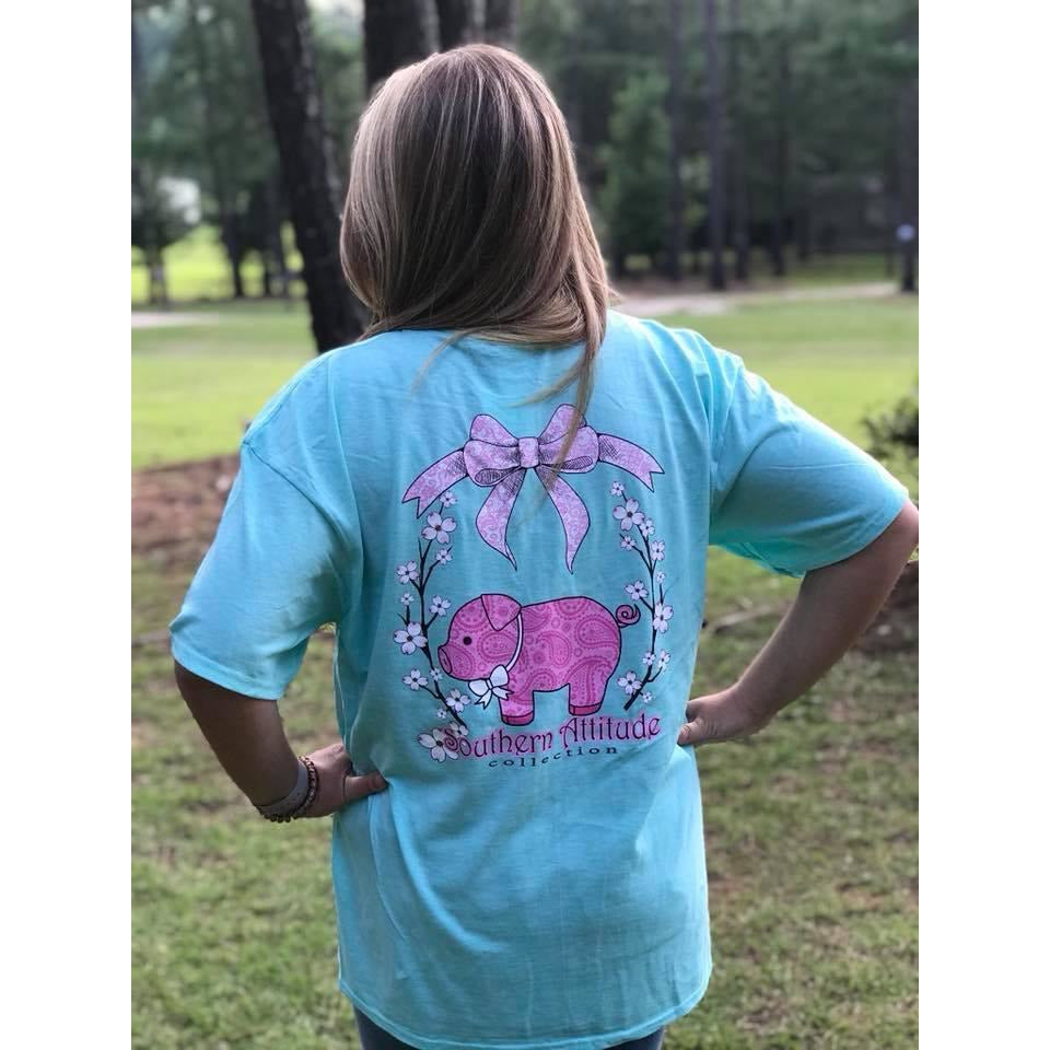 Pink Pig Sea Foam Green Short Sleeve T-Shirt