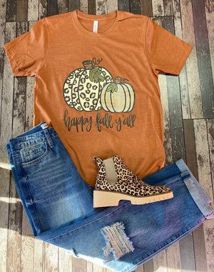 “Happy Fall Y’all” Leopard Pumpkin