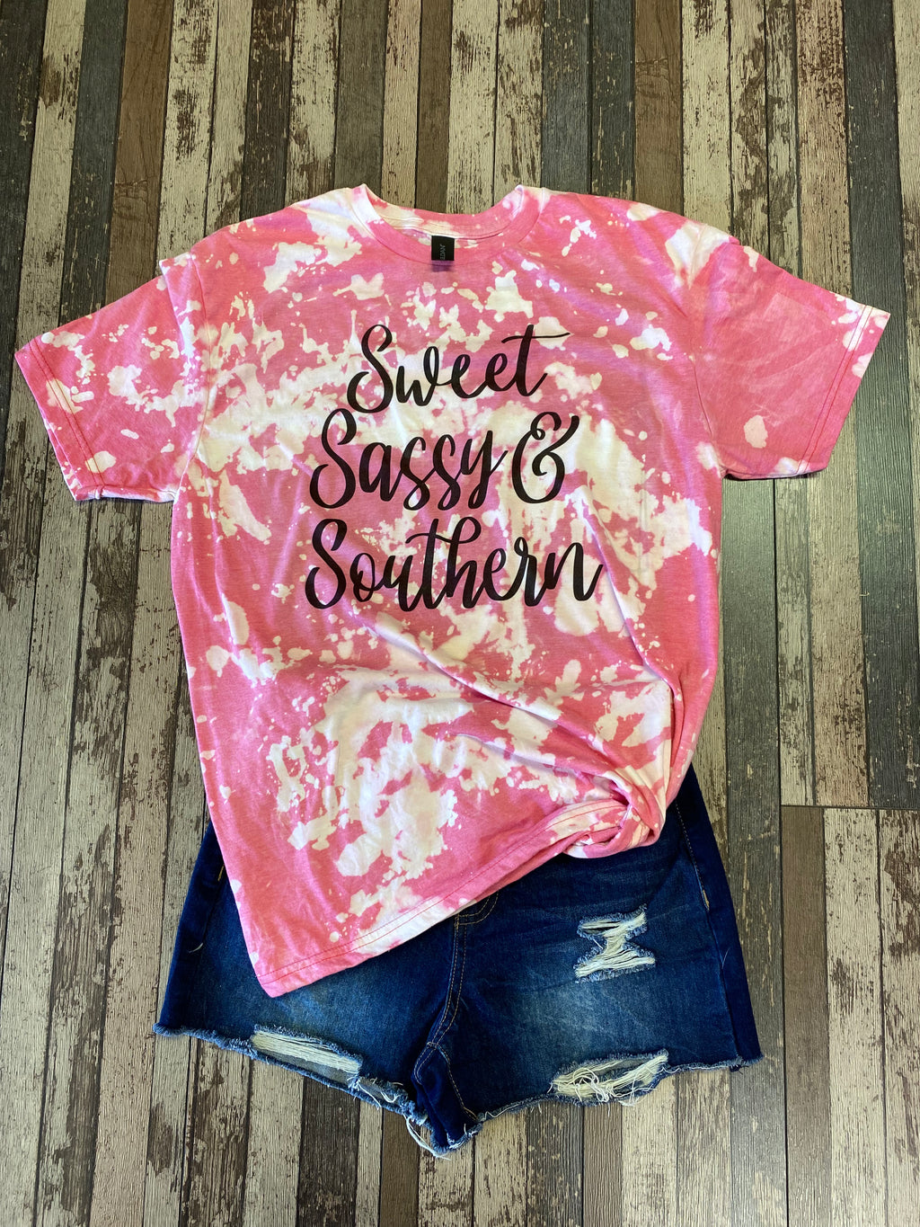 “Sweet, Sassy, & Southern” Bleached Tee