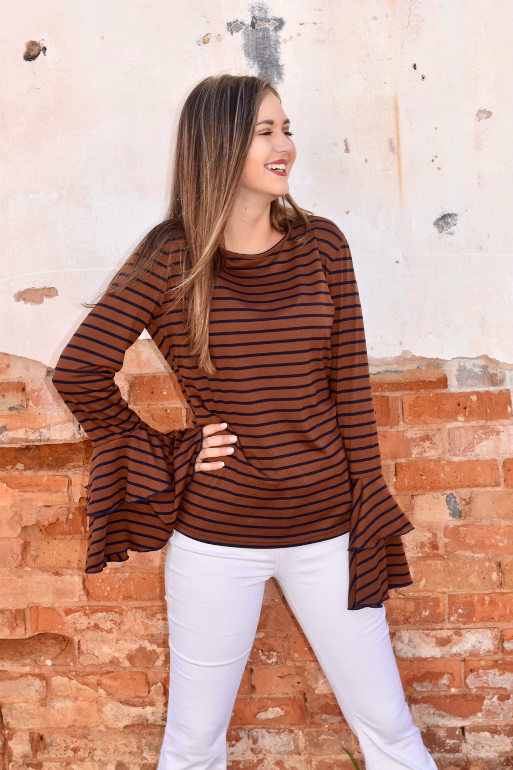 Striped Bell Sleeve Top