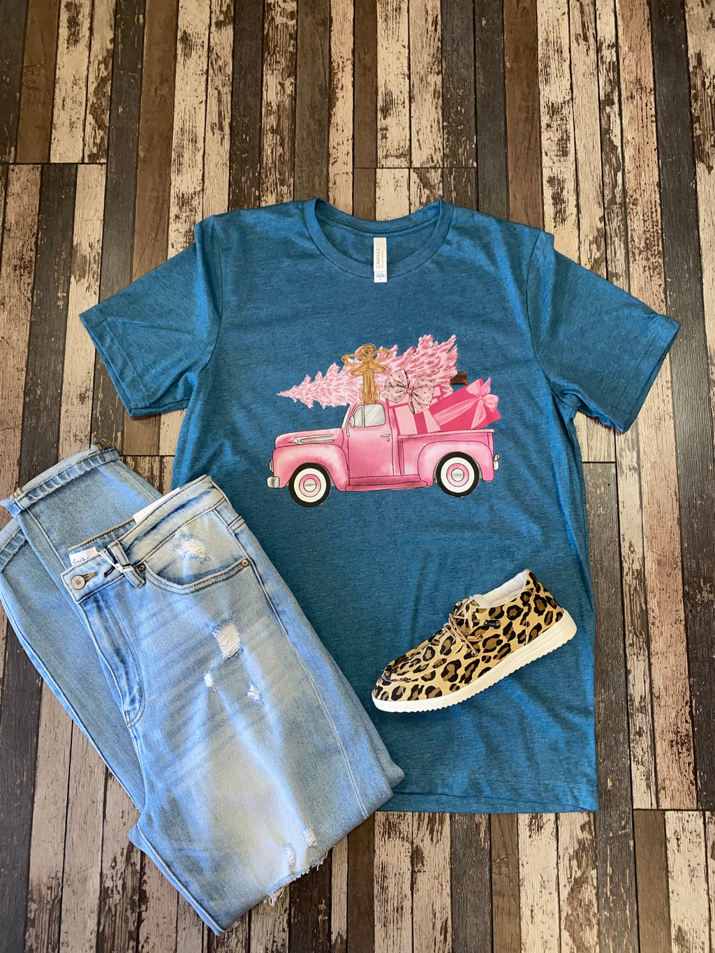 Pink Truck Christmas Tee