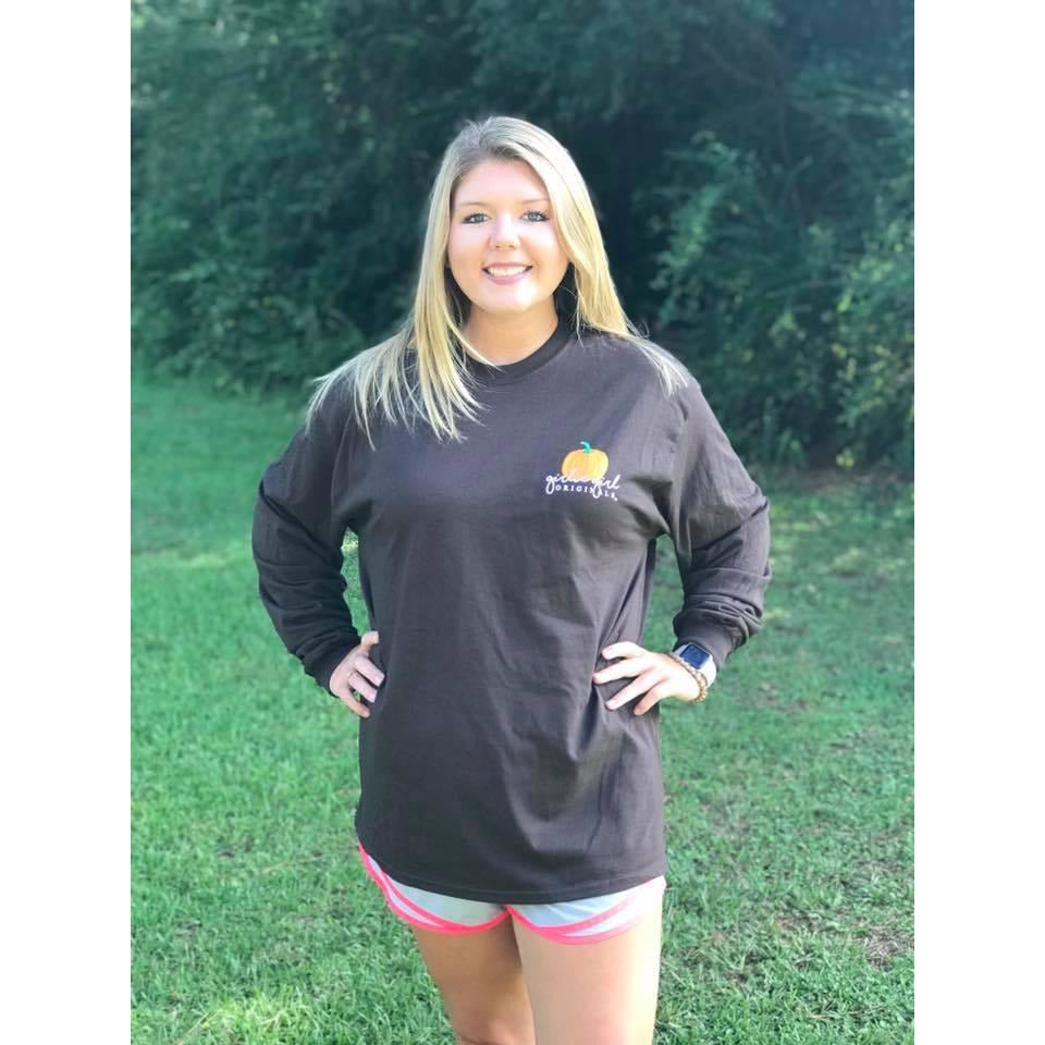 “Pumpkin Spice, Leggings, & Hoodies Oh My!” Brown Long Sleeve T Shirt