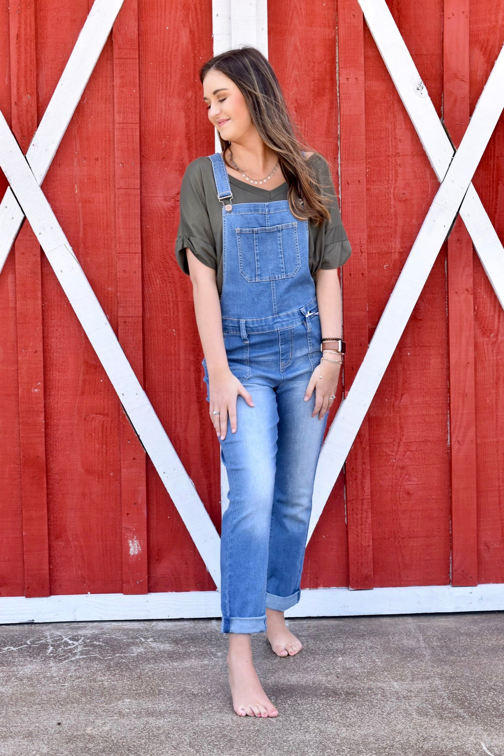 Mid Rise Blue Jean Overalls