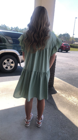 Ruffle Sleeve Flower Dress