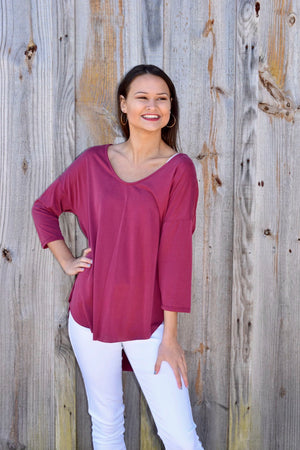 High Low Mid Sleeve Blouse
