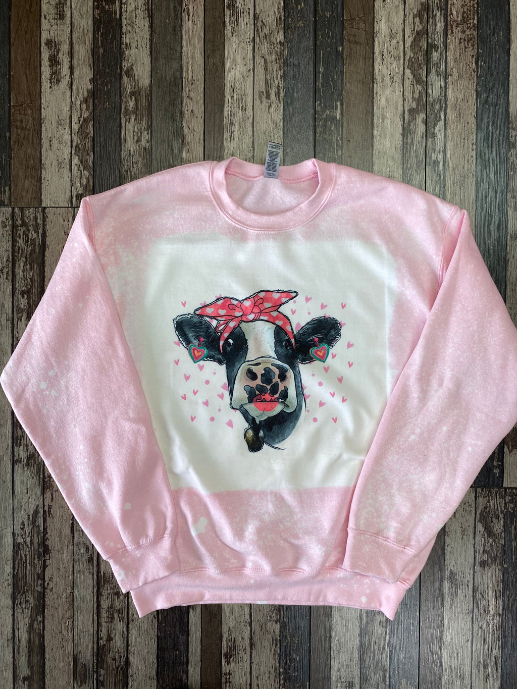 Valentine Cow Bleached Sweatshirt