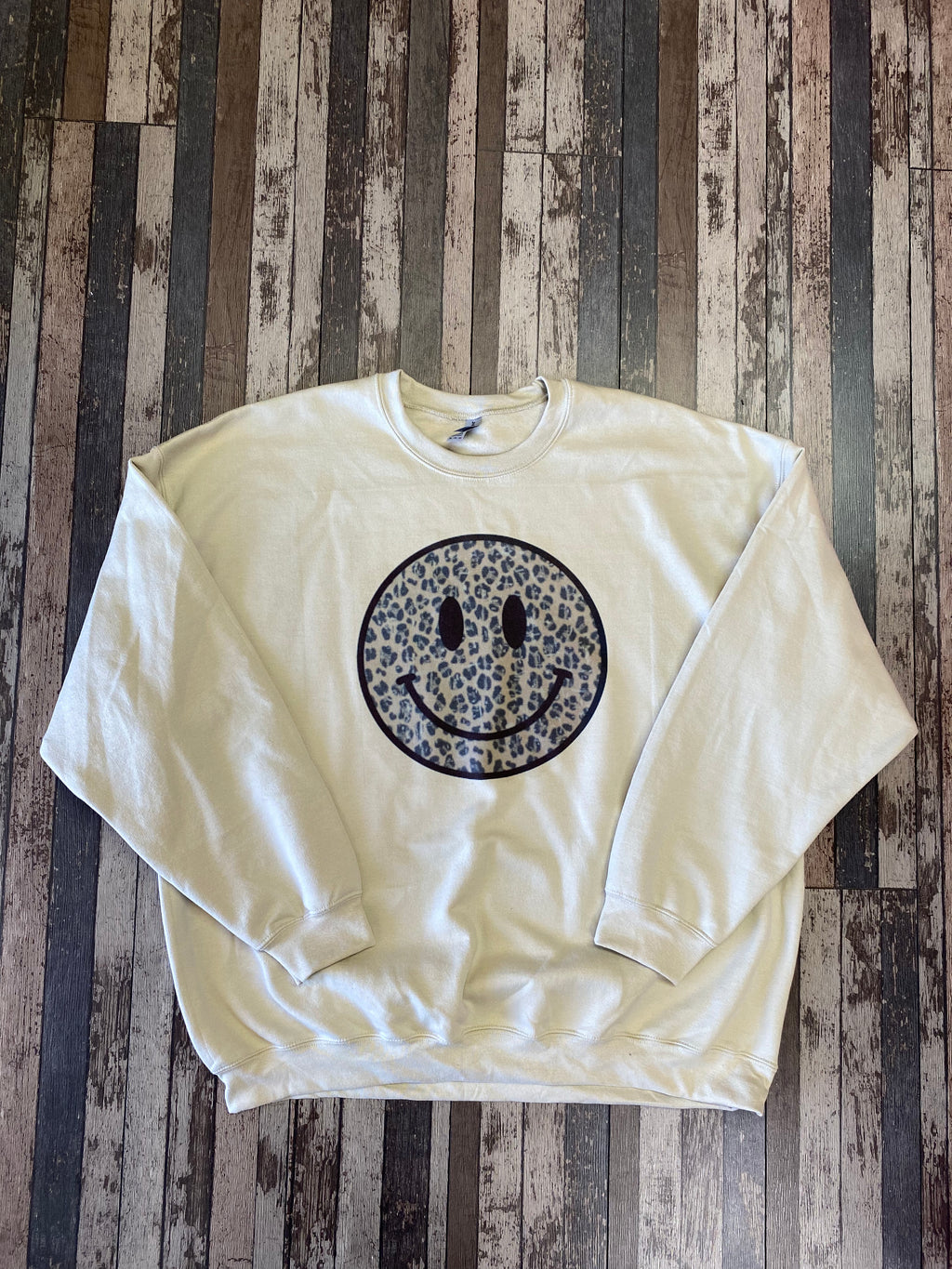 Black Cheetah Smiley Sweatshirt