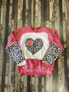 Leopard Heart Bleached Sweatshirt