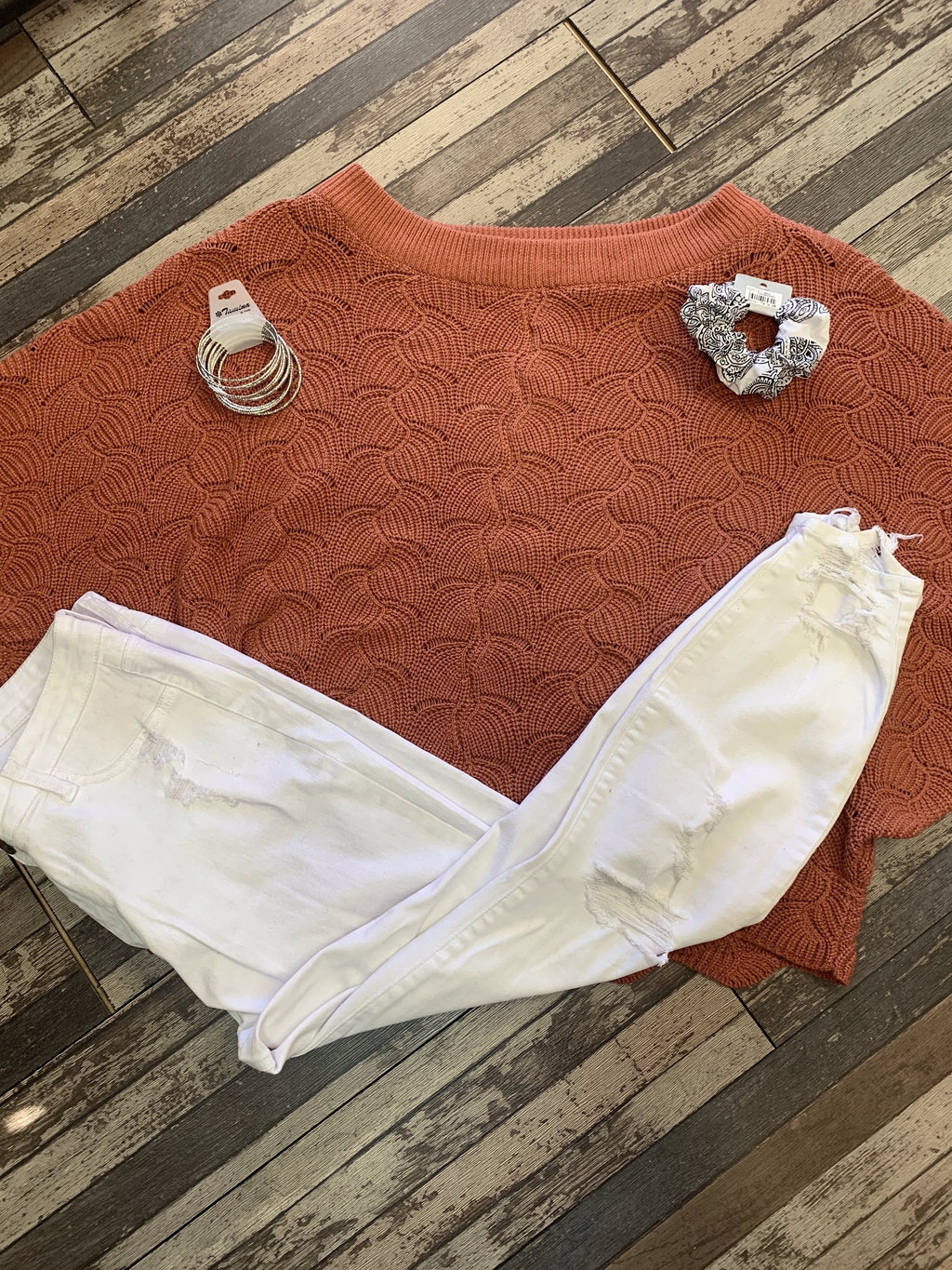 Rust Scallop Sweater