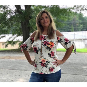 Floral Cold Shoulder Blouse