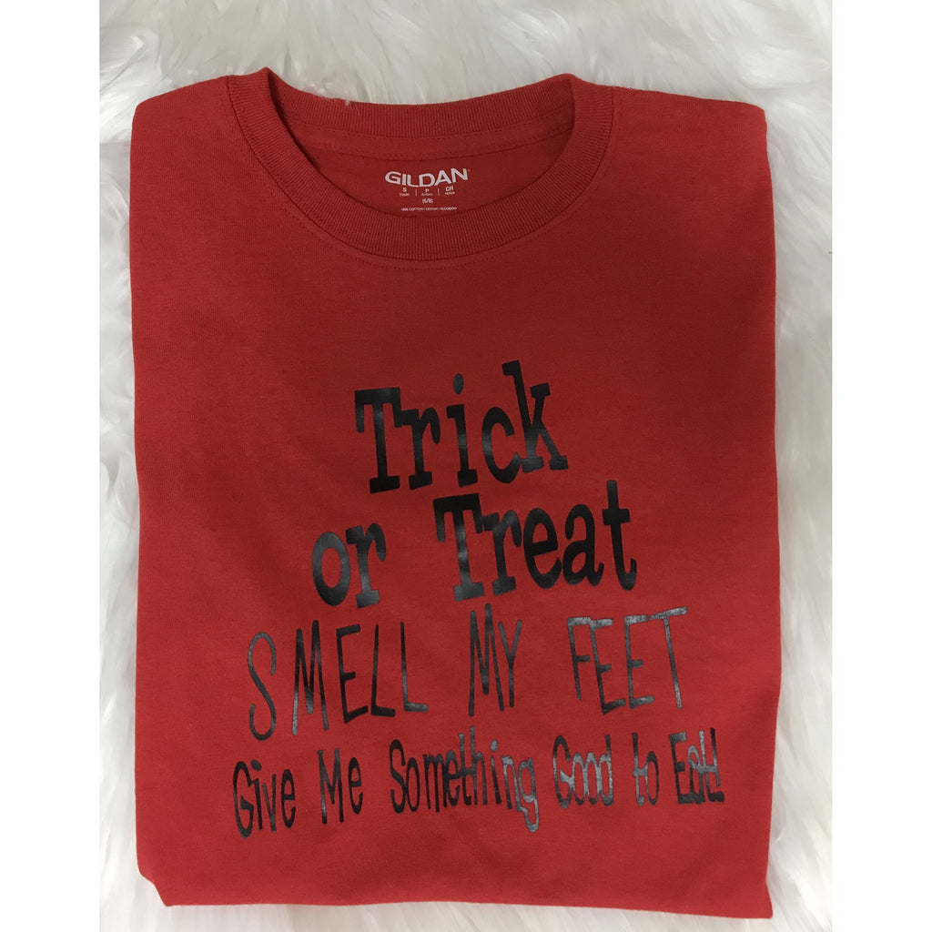 Kids Trick or Treat Smell My Feet Give Me Something Good to Eat! T-Shirt-#