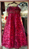 Dark Pink Floral Prom Dress