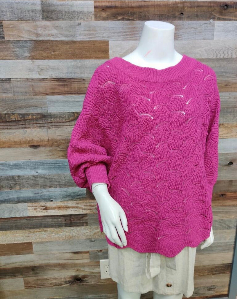 Magenta Scalloped Sweater