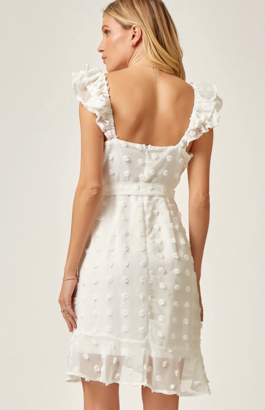 White Bubble Ruffle Dress