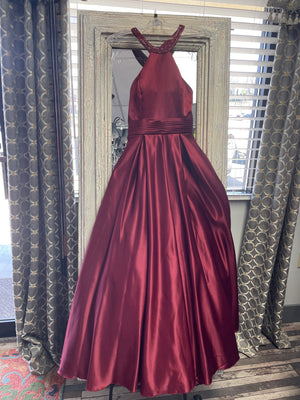 Burgandy sequined prom dress