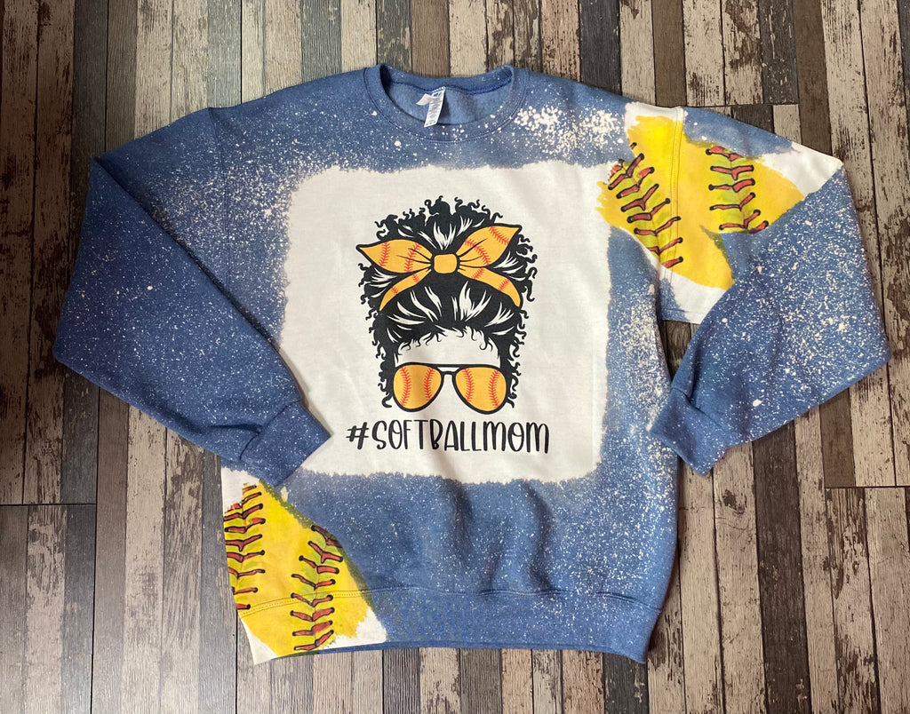 Softball Mom Bleached Sweatshirt