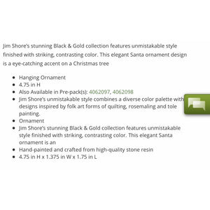 Jim Shore Black & Gold Santa Ornament