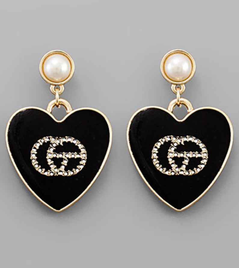 Black & Gold G Earrings
