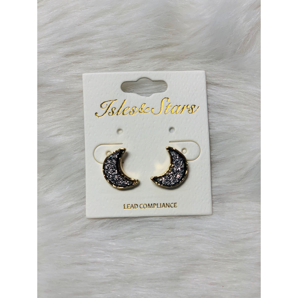 Moon Sparkle Stud Earrings